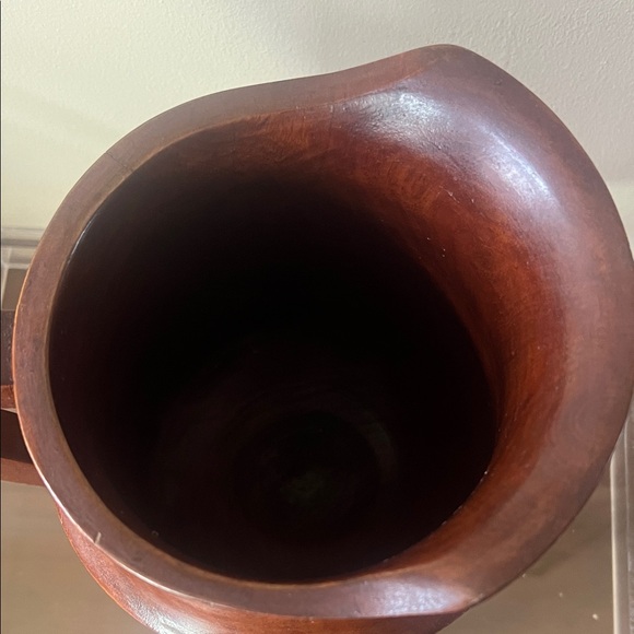 Vintage MCM Handcrafted Teakwood Tiki Pitcher - Picture 3 of 7